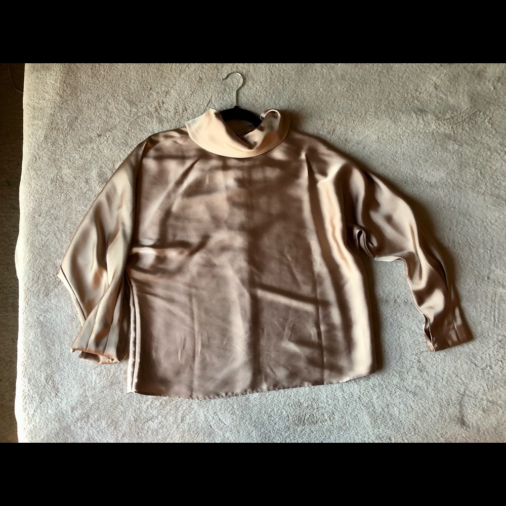 Satin Mock Cowl Neck Pink Blouse - Size Small - Worn Once